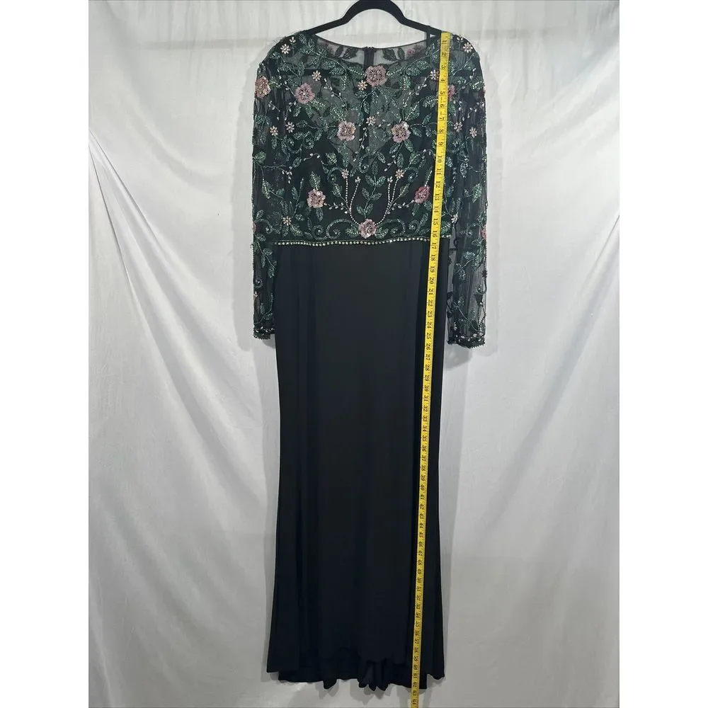 NWT $698 Mac Duggal [ 18 ]‎ Beaded Illusion High Neck Trumpet Gown Black #G1884 - Picture 3 of 16